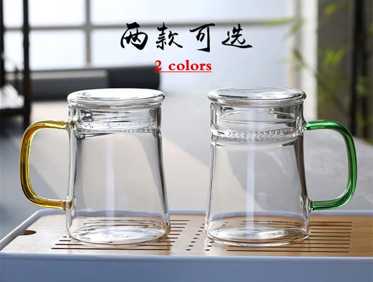 Утолщенное жаростойкое стекло с заваркой Чайная Кружка фильтр цветочный чай зеленый чай прозрачное стекло офис с крышкой чашка для воды