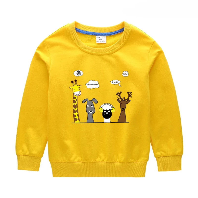 Yellow Одежда для мальчиков; сезон весна-осень; Новинка; хлопок; детская одежда с героями мультфильмов; модная спортивная одежда с длинными рукавами для девочек; детские толстовки - Цвет: Yellow