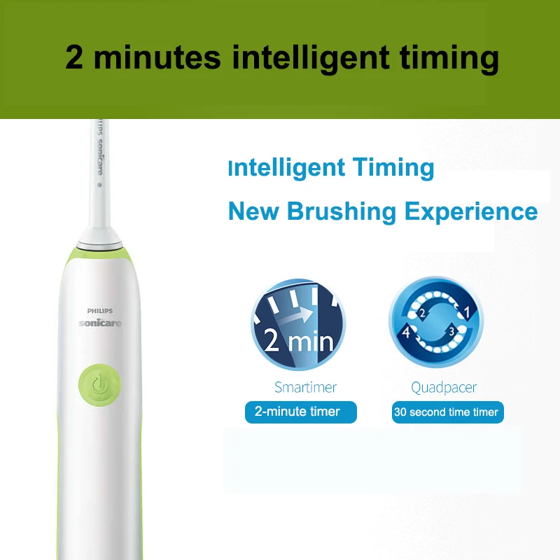 Philips HX3216 электрическая зубная щетка Sonicare перезаряжаемая с простым щелчком на головке щетки и светом показывает состояние батареи для Aduls