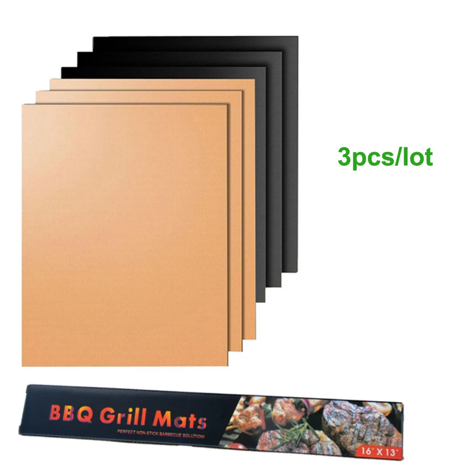 BBQ Grill Mat High Temperature Resistant Non-Stick Reusable Outdoor Barbecue Mat Pad Baking Mats & Liners
