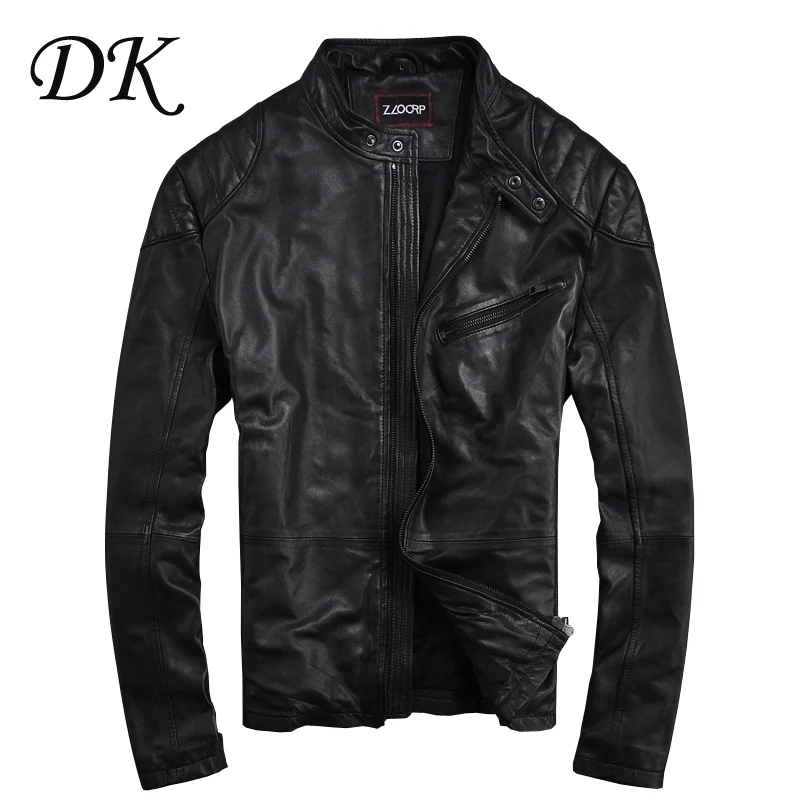 

2016 new men's Leather Slim collar short sheepskin coat jacket trend male