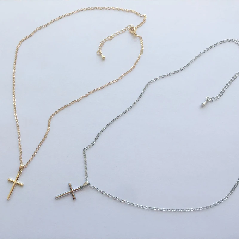 Simple Fashion Cross Chain Necklace For Women Men Luxury Ladies Gold Jewelry Pendant Necklaces Crucifix Christian Ornament Gifts