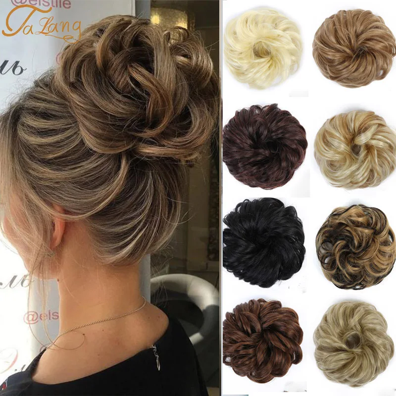 TALANG-extensiones de cabello sintético rizado, moño para el cabello, Donut, peluca, diadema, anillos