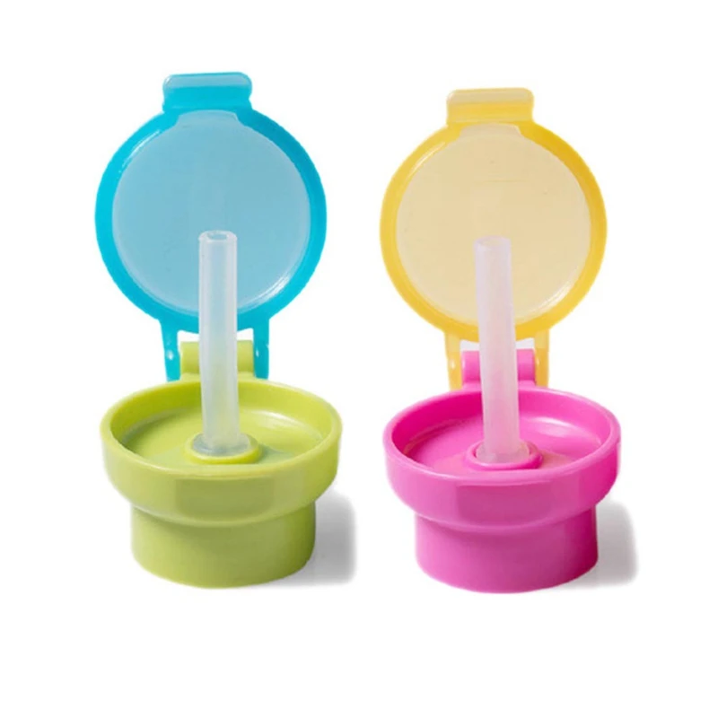 

Children Drinking Cup Cover with Straw Standard Caliber Conversion Cover Anti-mite Portable Bottle Cover Random Color 1pcs