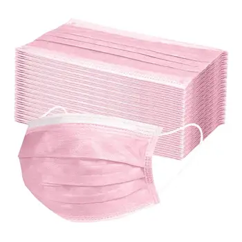 

Disposable Non-wove 3 Layer Mask Filter Mask mouth Outdoor Face mask Breathable Earloops Masks mascarill Pink