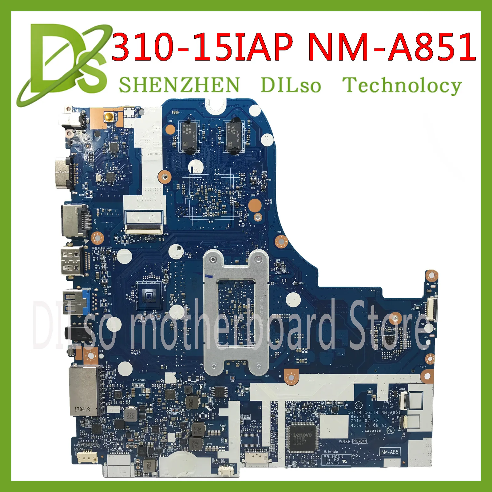 Kefu CG414 CG515 NM-A851 материнская плата для Lenovo 310-15IAP ноутбук материнская плата N3350 Процессор DDR3 100% Тесты работы Тесты ОК