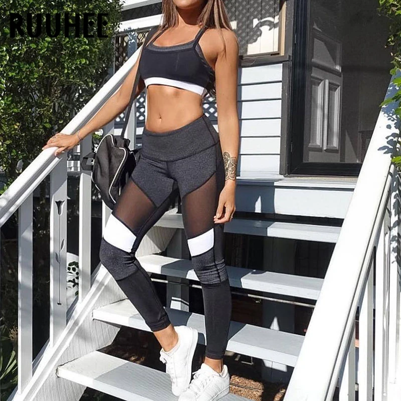 RUUHEE новые Обтягивающие Леггинсы спортивные женские штаны для фитнеса или йоги Высокая талия тренировки тренажерный зал Леггинсы Спортивная тонкая пуш-ап леггинсы