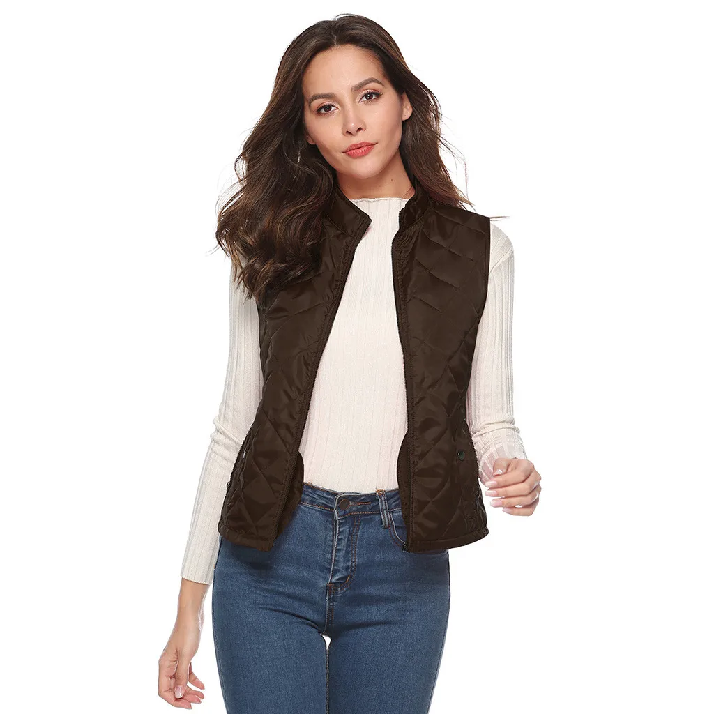 Jaycosin 2019 Winter Warm Casual Leisure Waistcoat Coat Women Thick Solid Color Jackets Comfortable Sleeveless Jacket Coat 31#4