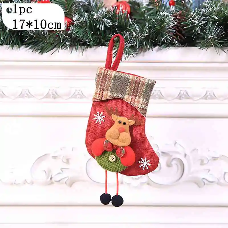 1PC B Мини-носок Санта Клаус Конфеты подарочные сумки носки рождественские чулки Рождественская елка висячие украшения Дети конфеты мешок - Color: 1PC B