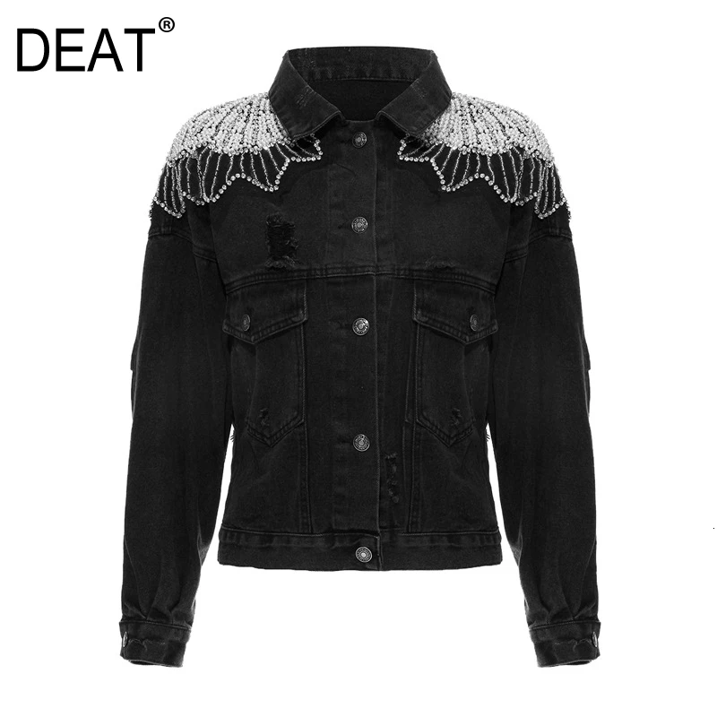black denim jacket with rhinestones