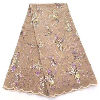 

Fashion French Velvet Lace Fabric High Quality African Sequins Lace Fabric Embrodiery African Lace Fabric For Party Adress