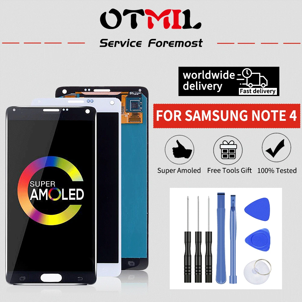 OTMIL 5," AMOLED для SAMSUNG Galaxy Note 4 lcd DisplayTouch экран с рамкой для SAMSUNG Note 4 lcd для N910A N910F N910H#1