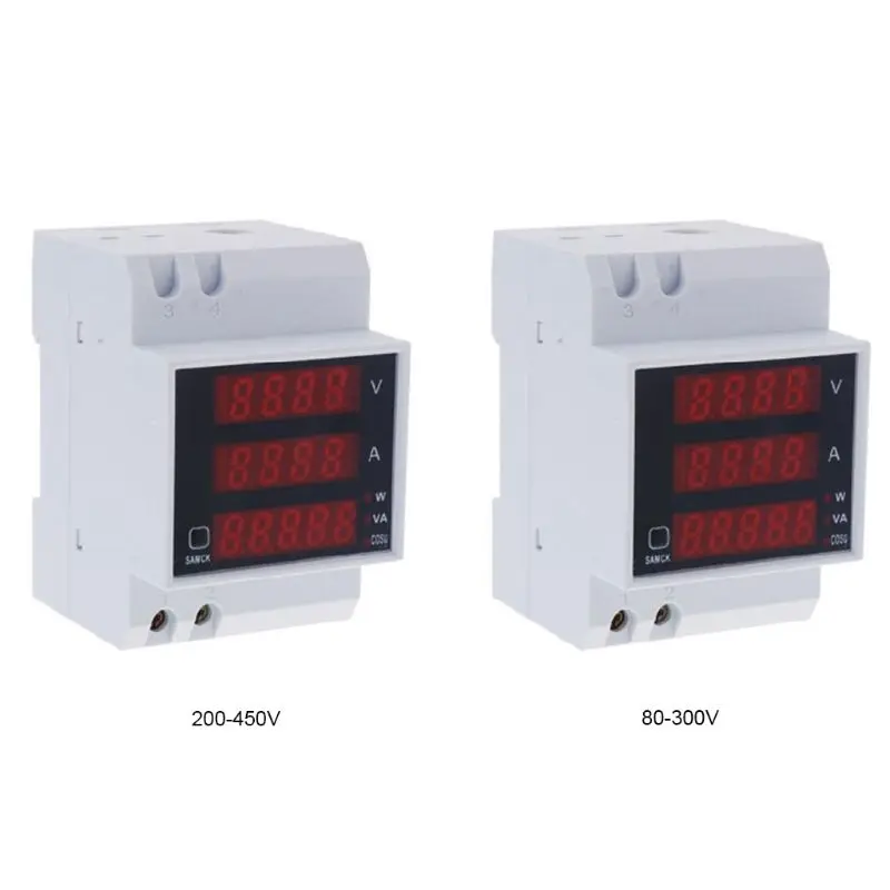 Din Rail Multi Function Digital Meter Ammeter Voltmeter LED Display Amp Voltage Current Power Monitor AC 80-300V 200-450V | Инструменты