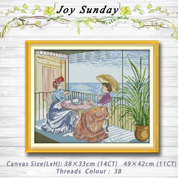 

Afternoon tea seaside Patterns 14CT 11CT Counted Cross Stitch Sets embroidery set Needlework kit chinese cross stitch Home decor