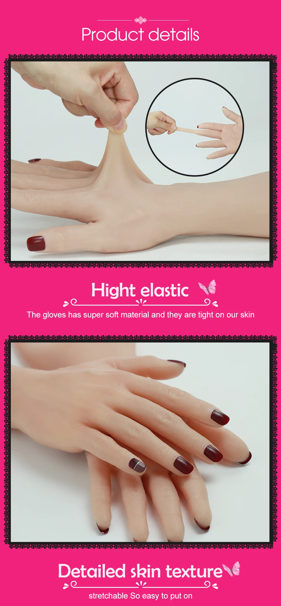 Силиконовые мужские высококачественные реалистичные силиконовые перчатки с ногтями, искусственная кожа, реалистичные накладные руки для трансвеститов