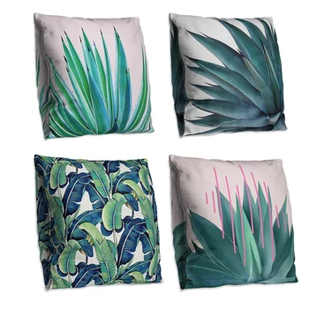 

4 Pcs Tropical Leaves Throw Pillow Cover Leaves Cushion Cover Square Pillow Case Ideas Home Decor for Sofa, Couch, Bed and Car 4