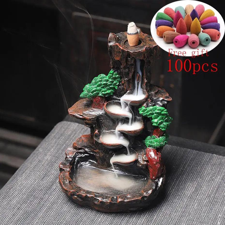 Multi style Mountains River Waterfall Zen Incense Burner Fountain