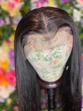 La srta. negro brasileño sin costuras recto 13x4 frente de encaje pelucas de cabello humano Marrón Medio, 4x4, cierre de encaje suizo peluca para las mujeres negras