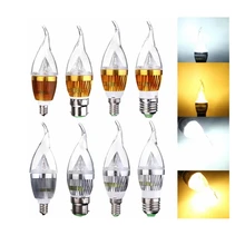 3W Золотой Цвет 220V затемнения 3W светодиодный пламя лампы, люстры свечи лампочки