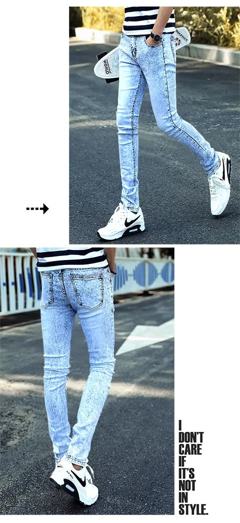 5 Colors 2021 New Korean Slim Fit Feet Stretch Jeans Men's Blue Pencil Pants Black Skinny Jeans Men's High Waist Jeans designer jeans for men