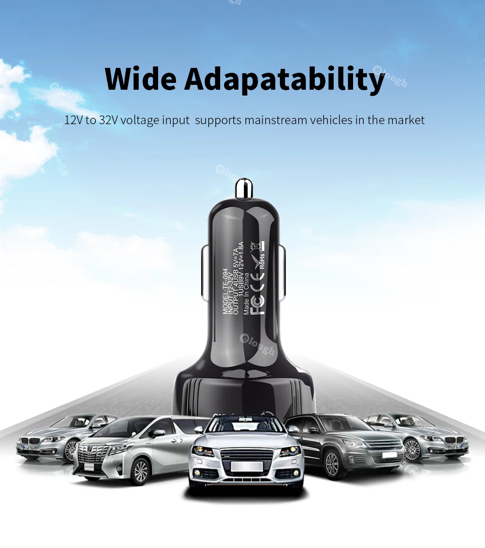 charger 100w Elough 4 Ports USB Car Charger Quick Charge 3.0 QC 3.0 7A Fast Charging For iPhone 13 12 11 Xiaomi Huawei Phone Car USB Charger 5v 3a usb c