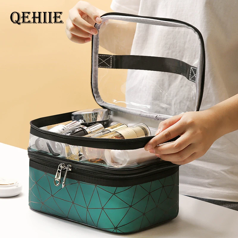 Online Multifunción viaje claro bolsa de maquillaje moda diamante bolsa de cosméticos organizador de artículos de tocador impermeable mujeres almacenamiento maquillaje casos