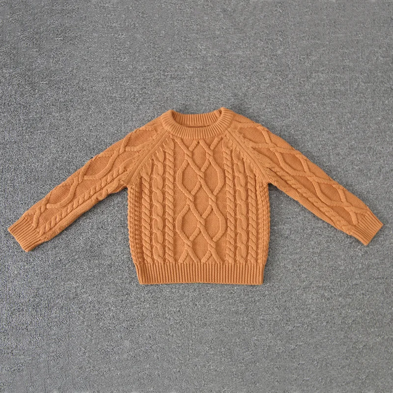 Autumn Baby Sweater Knitted Baby Boys Girls Toddler Solid Sweaters Kid's Pullover Cable Pullover 1-7 Years Children's Clothing