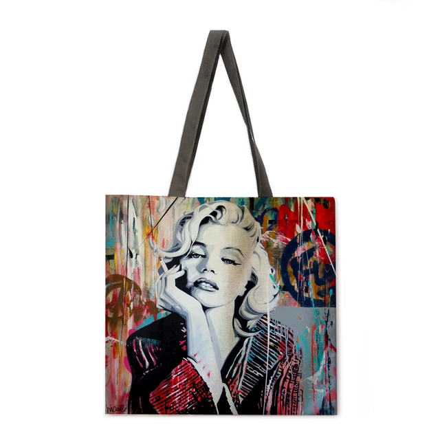 Ladies leisure handbag Monroe oil painting print handbag Ladies shoulder bag Outdoor beach bag Foldable shopping bag 1