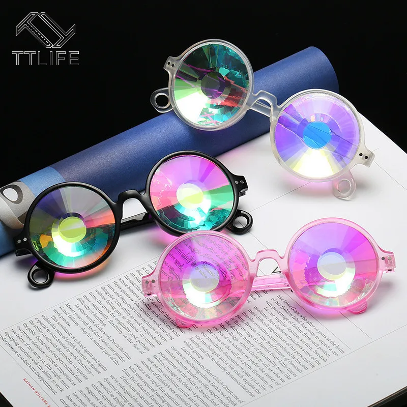 

TTLIFE Sun Flower Eyewear Kaleidoscope Sunglasses Rave Festival Holographic Cosplay Carnival Night Club Accessories YJHH0345