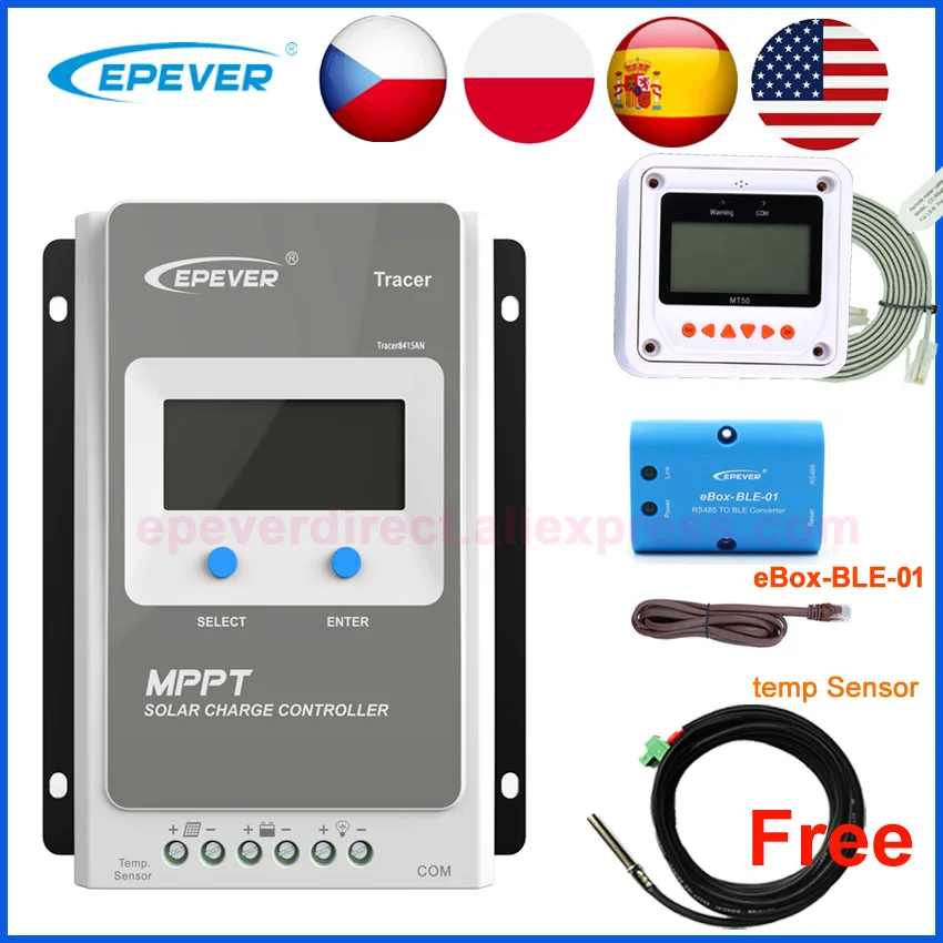 EPEVER MPPT 10A 20A 30A 40A Solar Charge Controller 12/24V Or Remote Meter MT50 