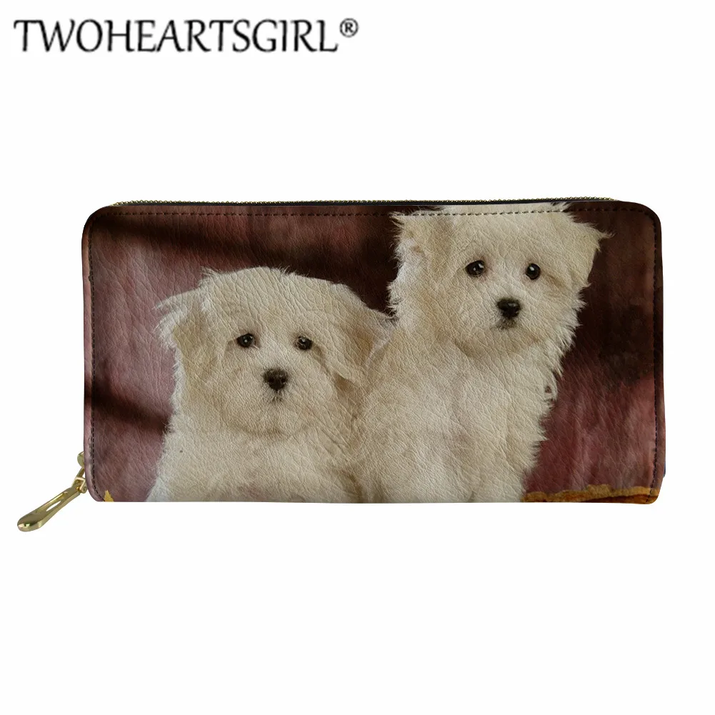 L2813Z21 Twoheartsgirl белый бишон фризе принт женский большой женский кошелек Повседневный телефон карманный кошелек держатель для кредитных карт для дам - Цвет: L2813Z21