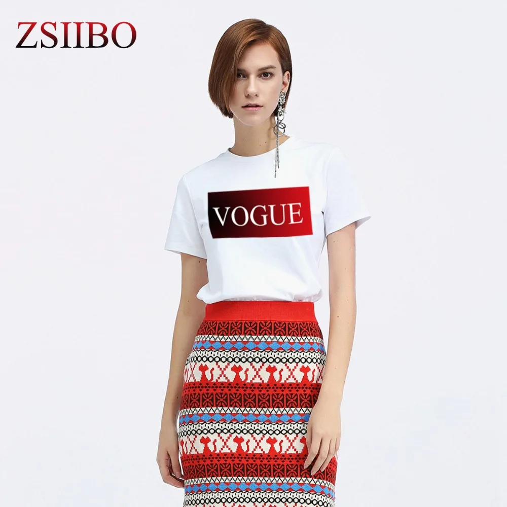 

Women T Shirt VOGUE Gradient Color Letter Printing Brand Top Tee Casual Loose Short Sleeve O Neck Female Tops Women Clothing