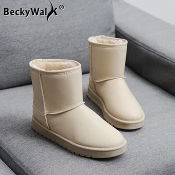 

Classic Warm Winter Snow Boots Women Flat Bottom Round Toe Slip on Ankle Boots Waterproof Women Shoes Winter Boots 35-40 WSH3433