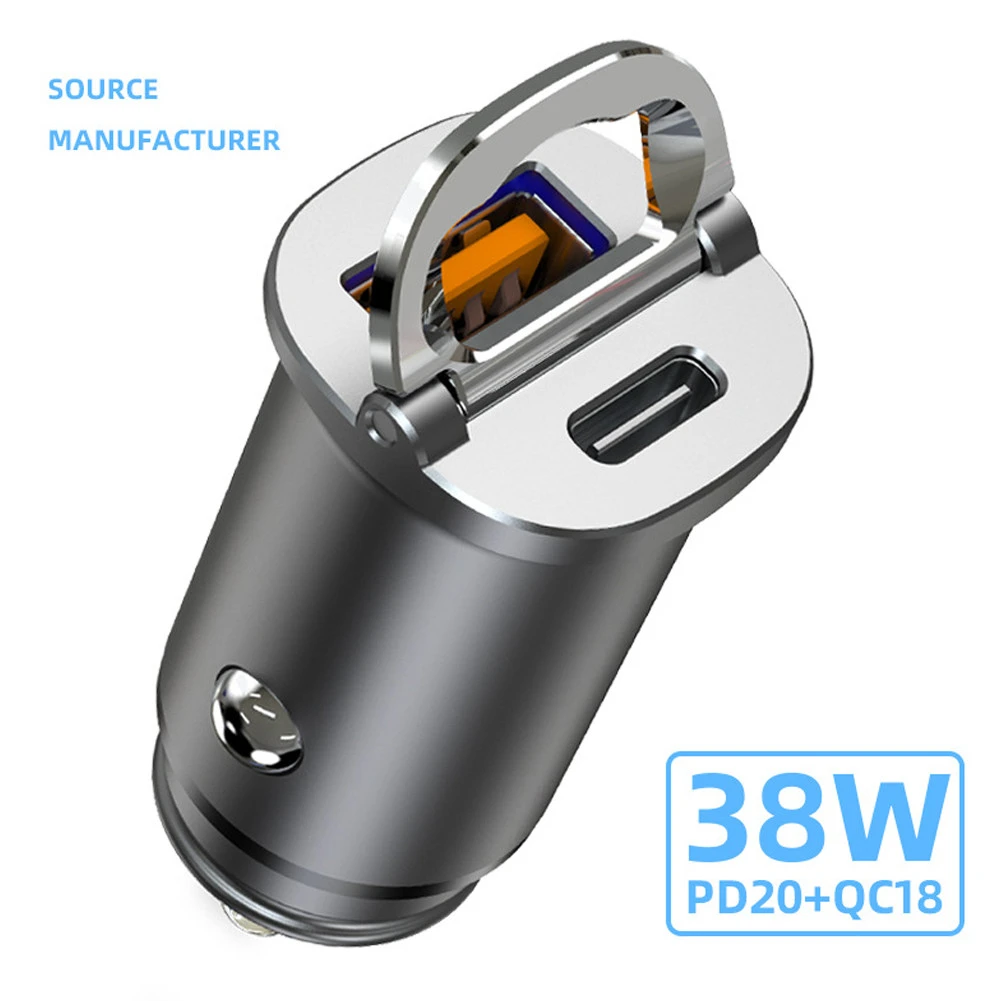 38W PD QC Quick Charger Pull Ring USB Car Charger Fast Charging Flash