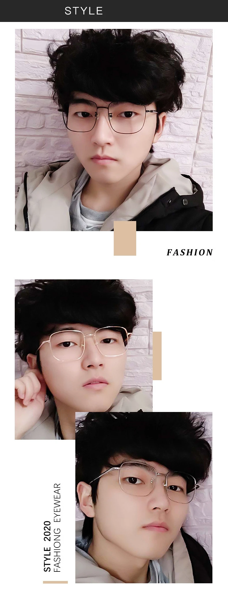 YIMARUILI Ultraleichte Retro-Brille in großer Größe für Herren und Damen, modischer Trend, einfache optische Korrekturbrille – Detail 3