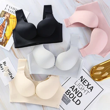 

New 1 piece Seamless Bras For Women Sexy Push Up Lingerie Plus Size Wire free Large Big D E Cup Bra Wireless Bralette Underwear