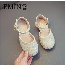 

Child Princess Shoes Leather For Girls High Heels Sequins Wedding Party Kids Dress Fashion Sandals Dance Pearles Summer