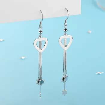 

925 Sterling Silver Star Tassel Drop Earrings Fashion Long Earrings Pendants for Women Earrings Hooks Fashion Jewelry 2020