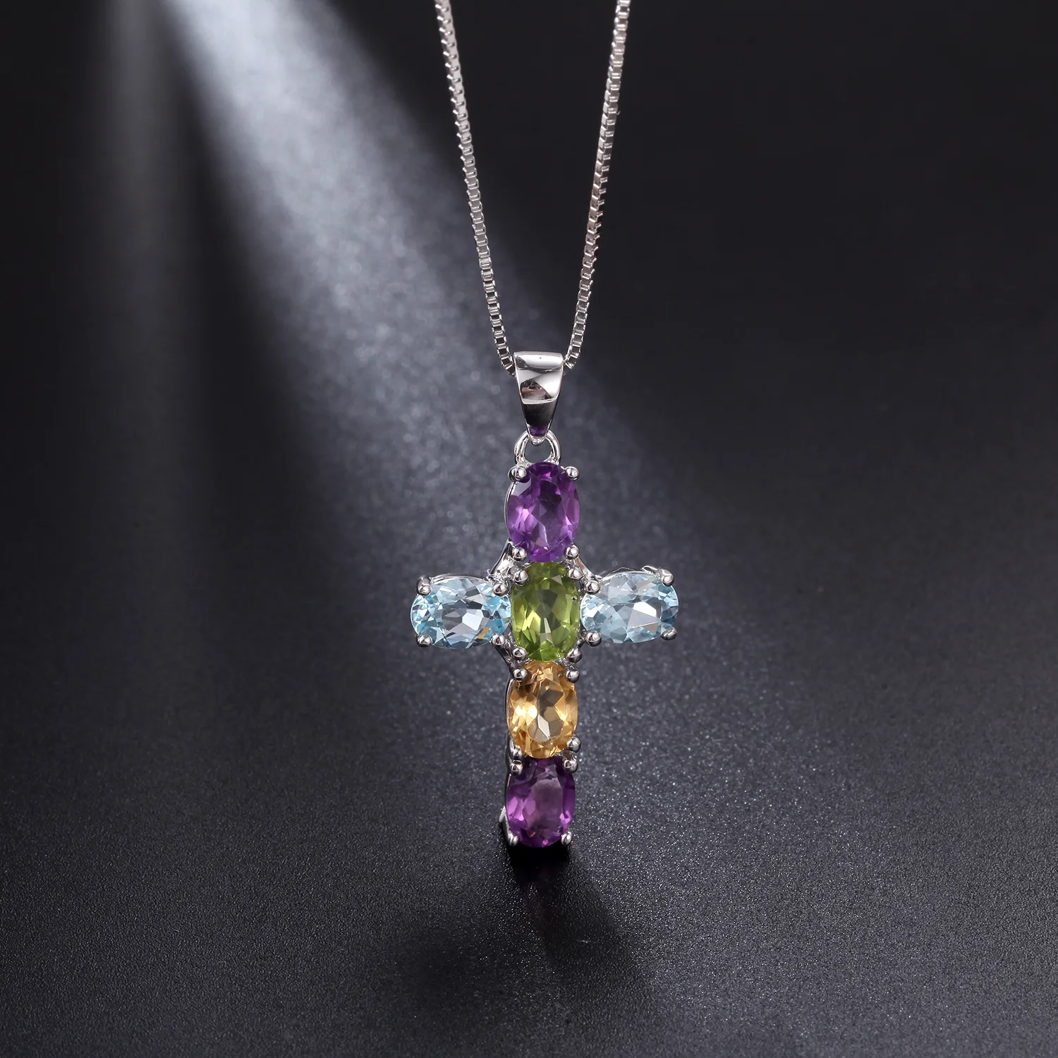 Vivid Gemstone Cross Necklace – Haze and Glory