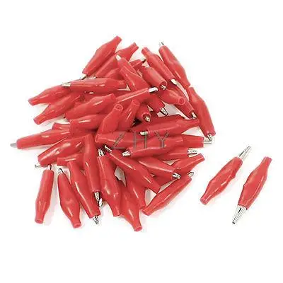 

48 Pcs Insulated Electrical Alligator Clips Red 26mm for Test Lead