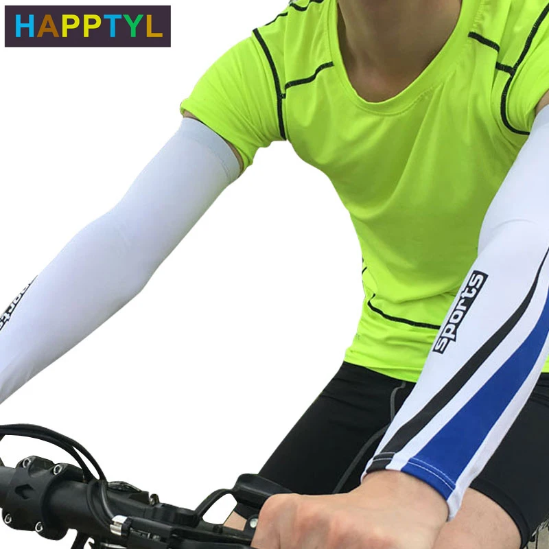 

HAPPTYL Anti-UV Sun Protection Arm Compression Sleeves Stretchy Breathable Anti-slip Basketball Shooter Sleeves Football Running