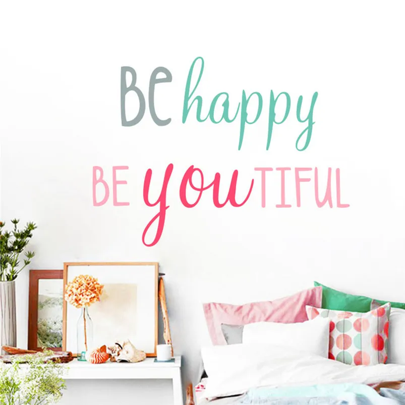 Be Happy Multicolor English Rumors DIY Stickers Home Decoration Wall Stickers Muraux Pour Enfants Chambres 30SEP607