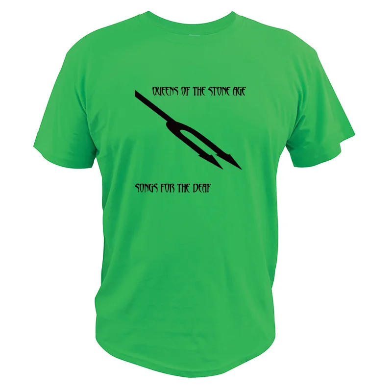 Футболка из хлопка европейского размера, футболка для глухих рок-группы Queens Of The Stone, Высококачественная мягкая футболка с круглым вырезом - Цвет: Зеленый