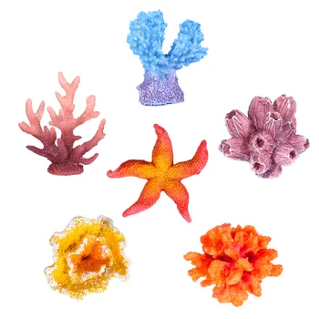 

UEETEK 6 Pcs Multicolor Aquarium Decor Artificial Sea Star Fake Coral Hiding Ornament for Fish Tank Decoration (Random Pattern)