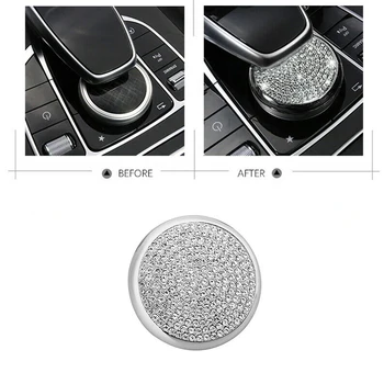 

1Pcs Diamond Multimedia Control Knob Decor Cover For Mercedes-Benz C E GLK GLA CLA