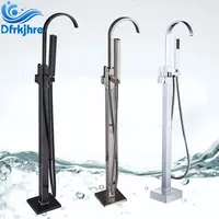 Standing Bathtub Faucet Tub Filler Bathroom Floor Mount Black Bronze Bathtub Mixer Tap Single Handle Faucet Tap Bathroom Tub 1