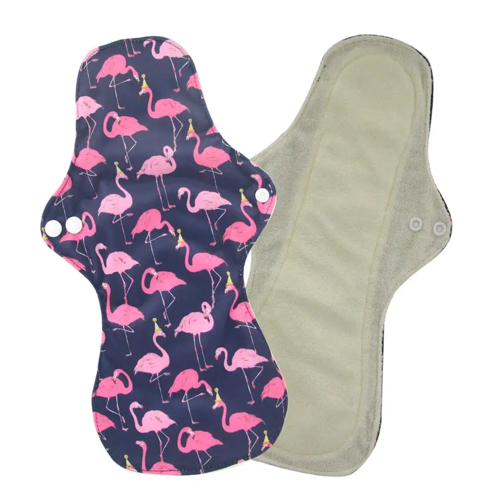 1 шт Женские моющиеся ночные менструальные подушечки с тяжелым потоком 1" Фламинго с принтом для ночного использования многоразовые менструальные подкладки - Цвет: 45