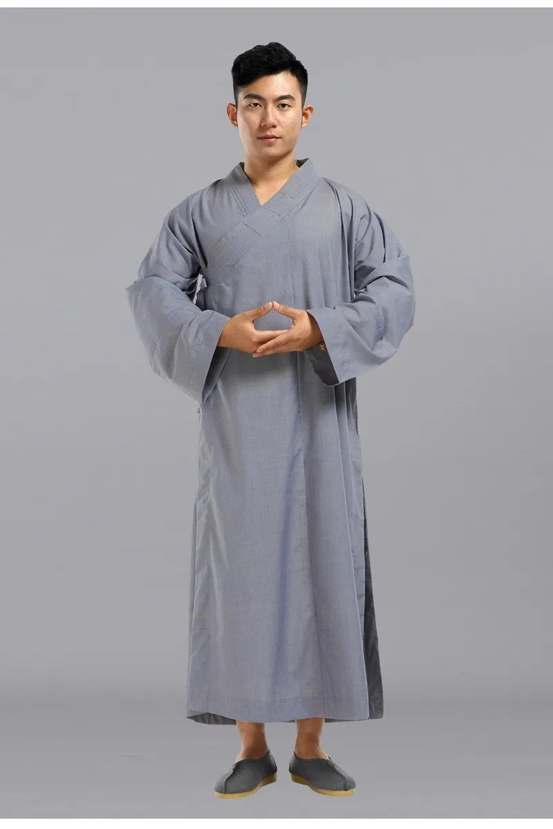 Cotton Buddhist Robe Shaolin Monk Dress Kung Fu Uniform Meditation Suit Costumes Unisex