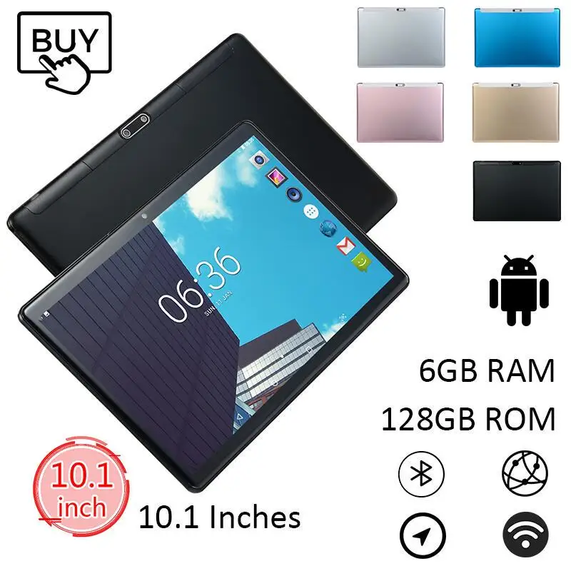 Nuevo 10,1 pulgadas 6G + 128GB Android 9,0 Tablet ordenador Octa Core Google Play 3G 4G LTE tabletas de llamada GPS WiFi Bluetooth 2.5D de vidrio templado