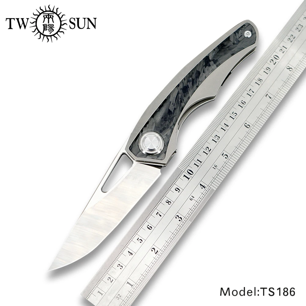 

TWOSUN knives M390 blade folding Pocket Knife tactical Knife camping outdoor Survival tool EDC Titanium Front Fast Open TS186
